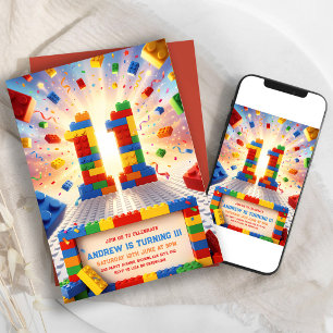 Building Blocks 11th Birthday Invitation