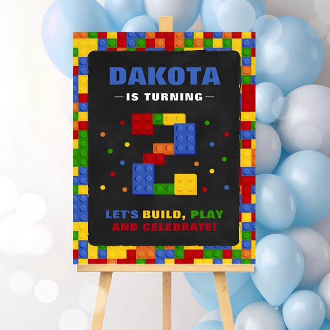 Building Blocks 2nd Birthday Party Welcome Sign (Creator Uploaded)