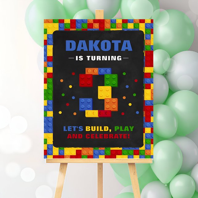 Building Blocks 3rd Birthday Party Welcome Sign (Creator Uploaded)