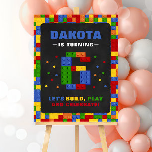 Building Blocks 6th Birthday Party Welcome Sign