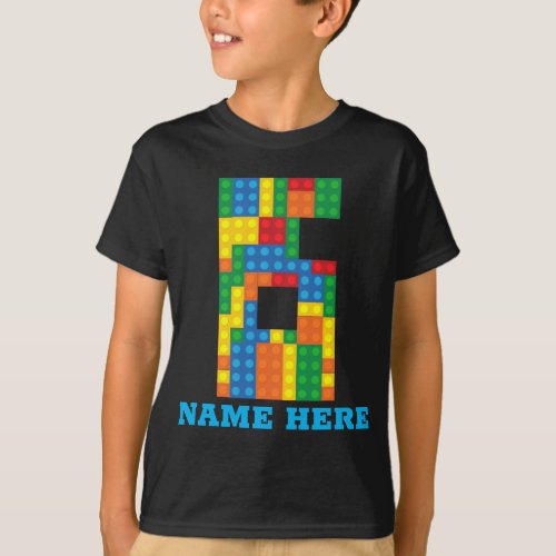 Building Blocks 6th Birthday T_Shirt