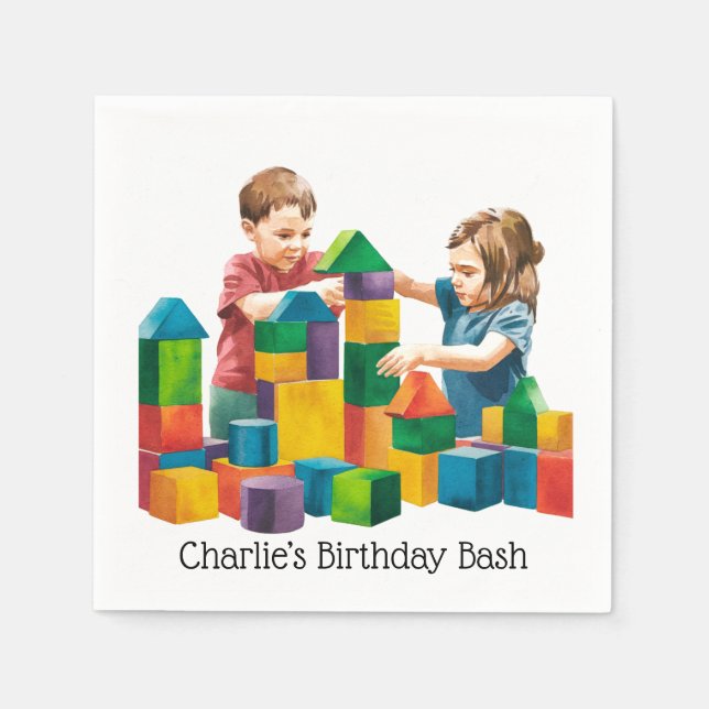 Building Blocks at the Birthday Bash Napkins (Front)