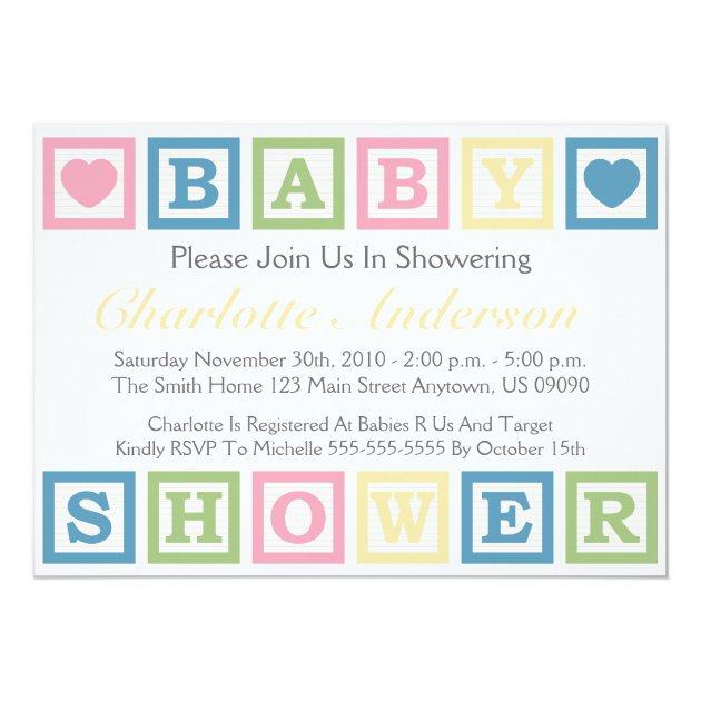 baby blocks shower invitations