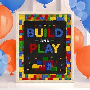 Building Blocks Birthday Boy Bricks Poster Sign