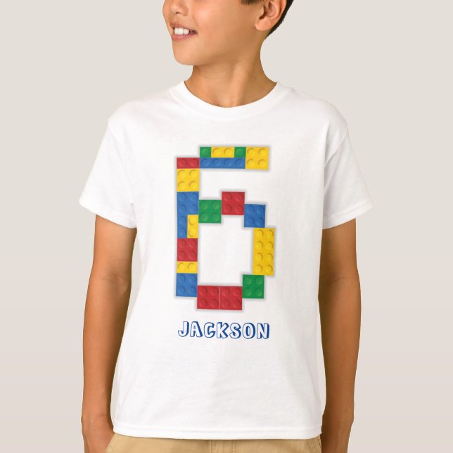 Building Blocks Birthday Bricks 6 years  T-Shirt (Front)