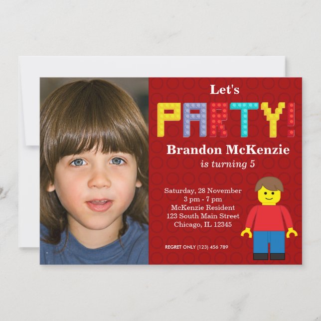 Building Blocks birthday Invitation (Front)