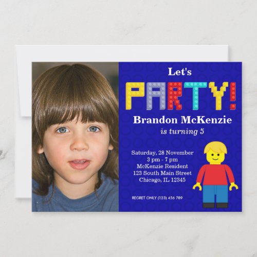 Building Blocks birthday Custom Invitations