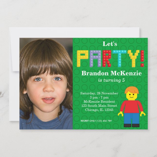 Building Blocks birthday Invitation (Front)