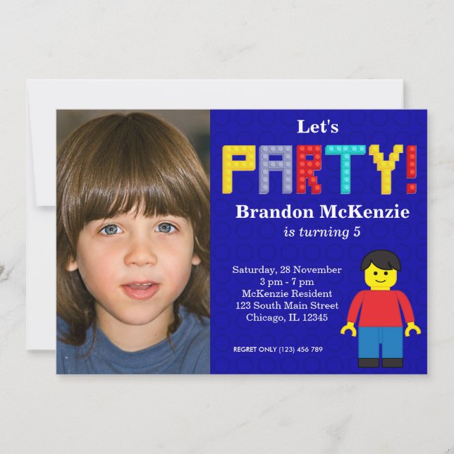 Building Blocks birthday Invitation (Front)