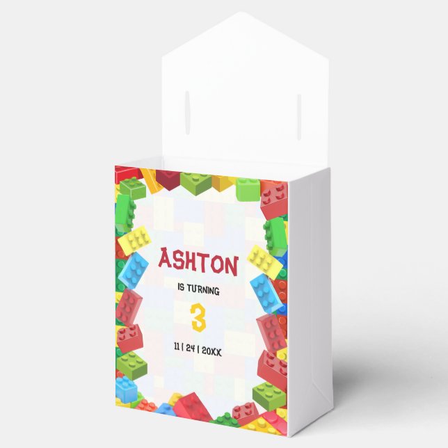 Building Blocks Birthday Invitation, Boys Birthday Favor Boxes (Opened)