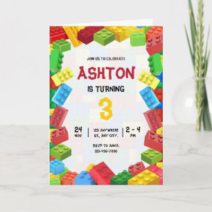 Building Blocks Birthday Invitation, Boys Birthday Invitation