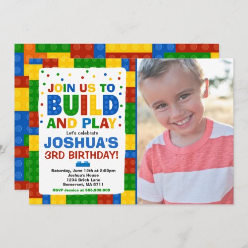Building Blocks Birthday Invitation Bricks Party