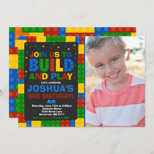 Building Blocks Birthday Invitation Bricks Party