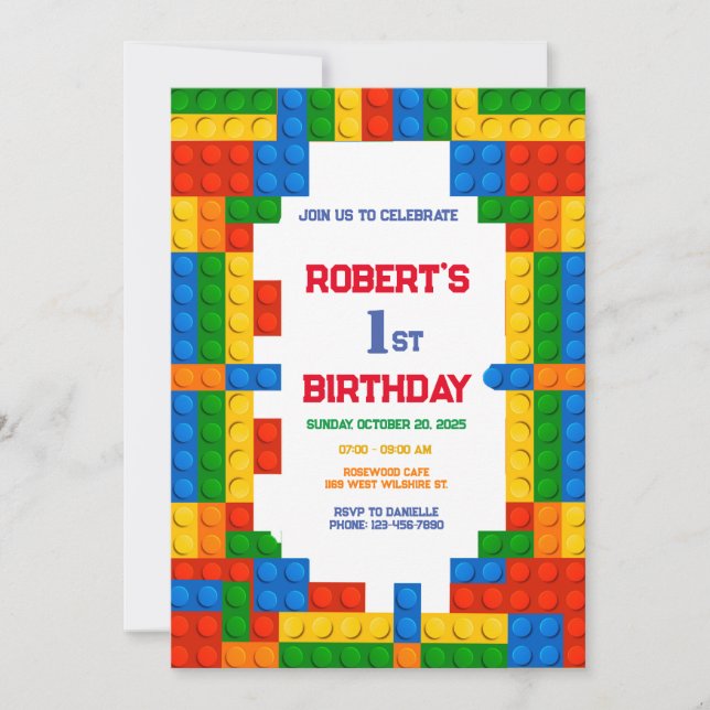 Building Blocks Birthday Invitation, building   Invitation (Front)