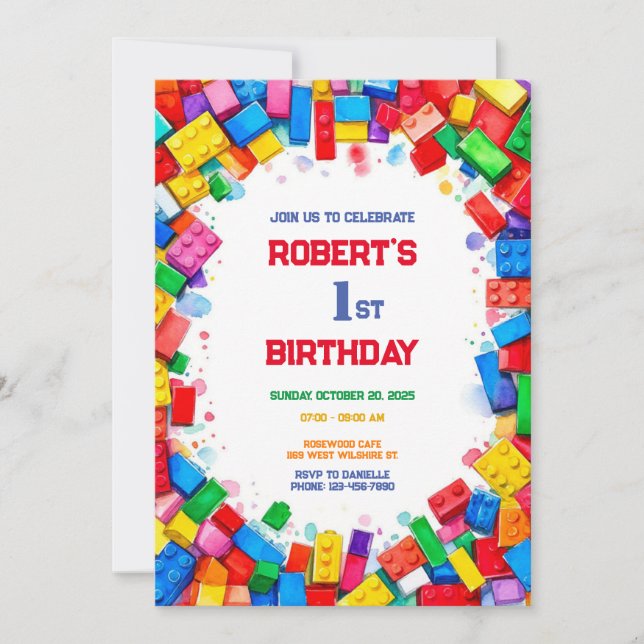 Building Blocks Birthday Invitation, building   Invitation (Front)