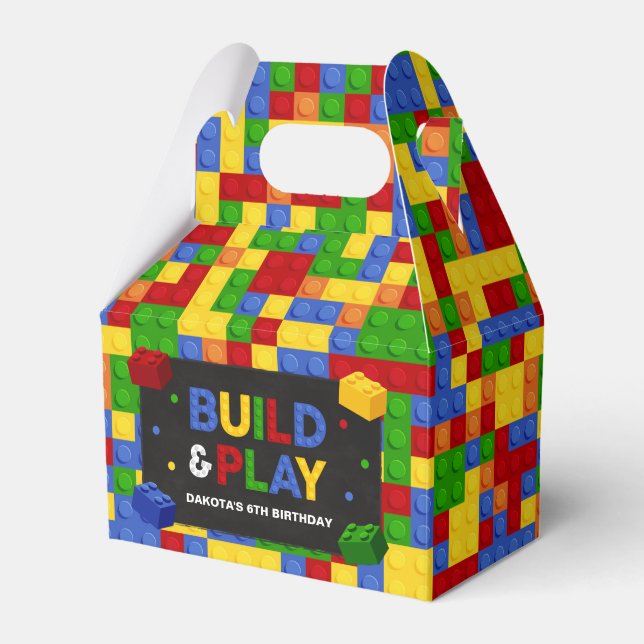 Building Blocks Birthday Party Favor Box (Front Side)