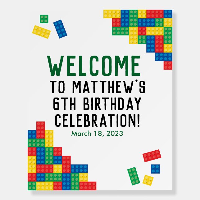 Building Blocks Birthday Party Welcome Poster (Front)