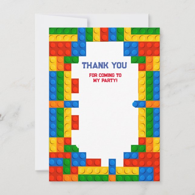 Building Blocks Birthday  Thank You Card (Front)