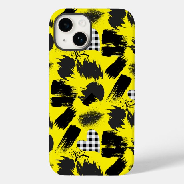 building blocks.Black and White.w.01x4 B Yellow BG Case-Mate iPhone Case (Back)