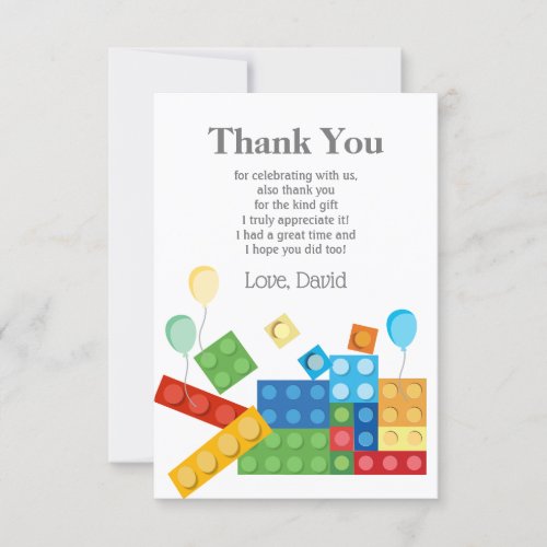 building blocks block toy brick thank you card