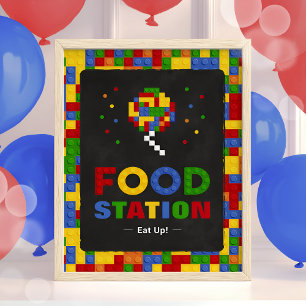 Building Blocks Boy Birthday Food Party Sign