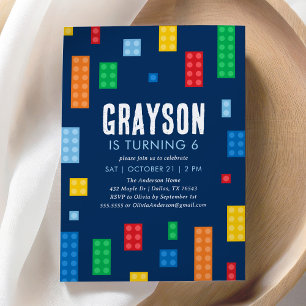 Building Blocks Boy Birthday Invitation