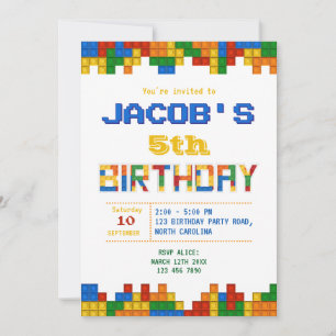 Building Blocks Boy Birthday party Invitation