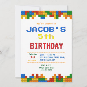 Building Blocks Boy Birthday party Invitation
