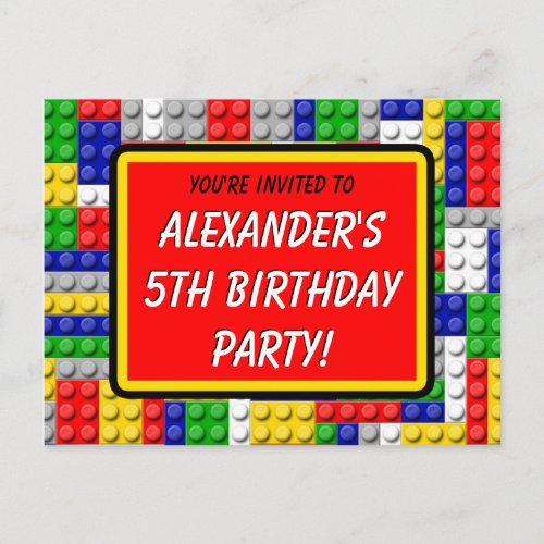 Building Blocks Boys Birthday Party Invitation