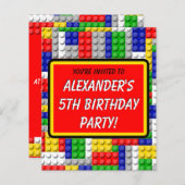 Building Blocks Boy's Birthday Party Invitation (Front/Back)