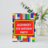Building Blocks Boy's Birthday Party Invitation (Standing Front)