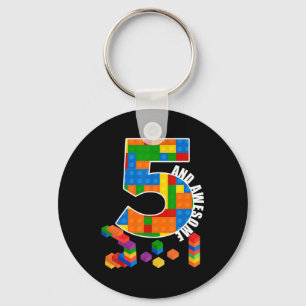 Building Blocks Bricks 5 Year Old Awesome Birthday Keychain