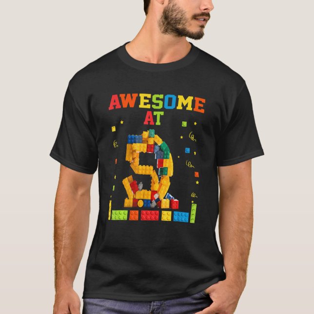 Building Blocks Bricks Awesome At 9 Years Old Birt T-Shirt (Front)