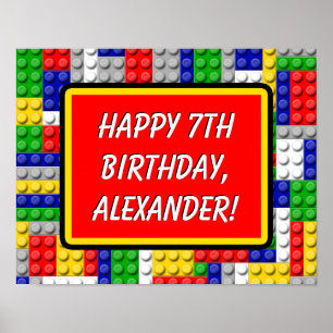 Building Blocks Bricks Boy's Birthday Party Banner Poster