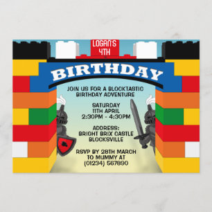 Building Blocks Castle Birthday Invitations