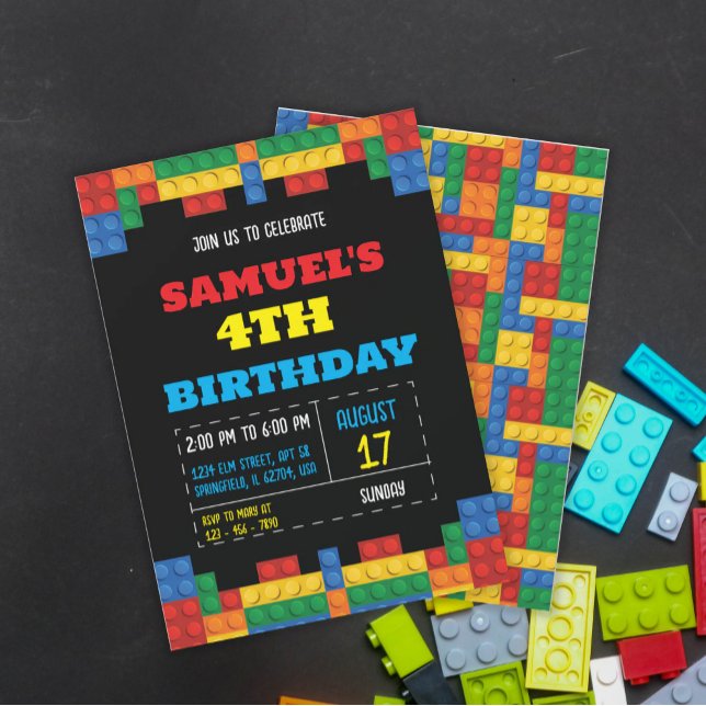 Building Blocks Construction Birthday Invitation (Creator Uploaded)