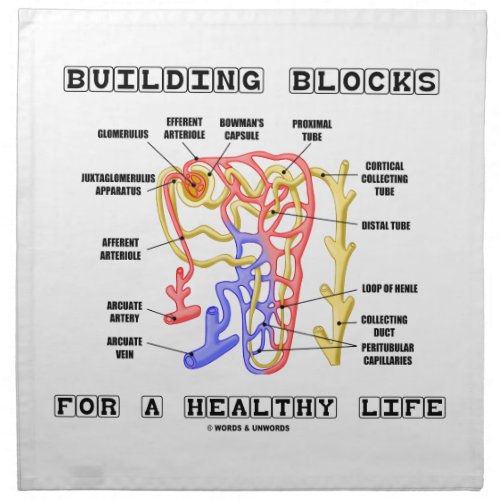 Building Blocks For A Healthy Life Kidney Nephron Cloth Napkin