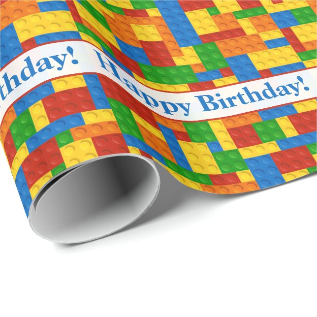 Building Blocks Happy Birthday Wrapping Paper (Roll Corner)