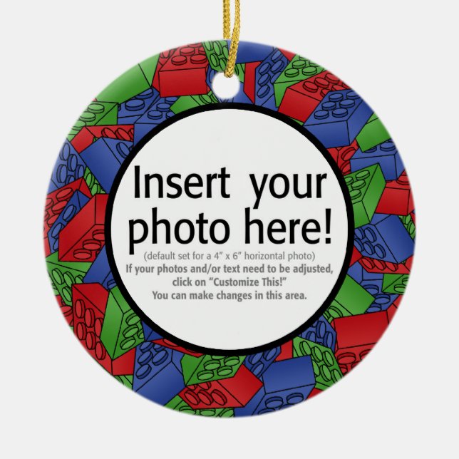 Building Blocks Illustration Ceramic Ornament (Front)