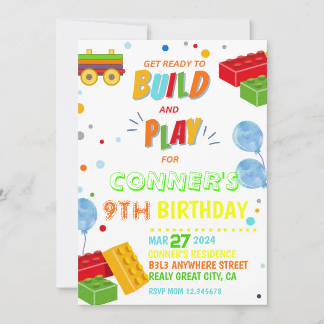 Building Blocks Invitation, Building Block Party Invitation | Zazzle