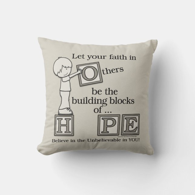 Building Blocks of HOPE Throw Pillow (Front)