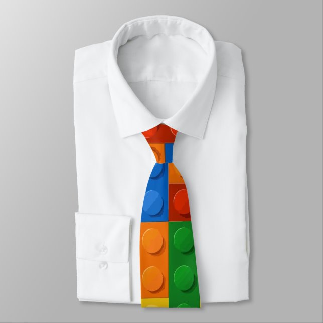 Building Blocks Pattern skin Toy Play Bricks Neck Tie (Tied)