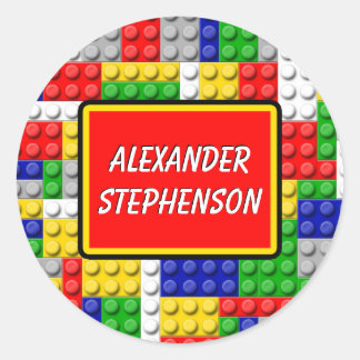 Building Blocks Personalized Boy's School Label