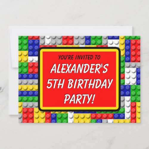 Building Blocks Primary Color Boys BirthdayParty Invitation