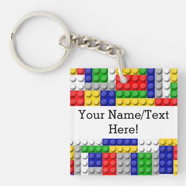 Building Blocks Primary Color Boy's Birthday/Party Keychain (Front)