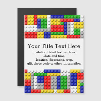 Building Blocks Primary Color Boy's Birthday/Party Magnetic Invitation