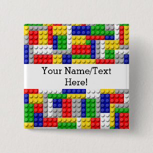 Building Blocks Primary Color Boy's Birthday/Party Pinback Button