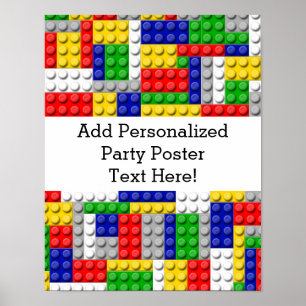 Building Blocks Primary Color Boy's Birthday/Party Poster