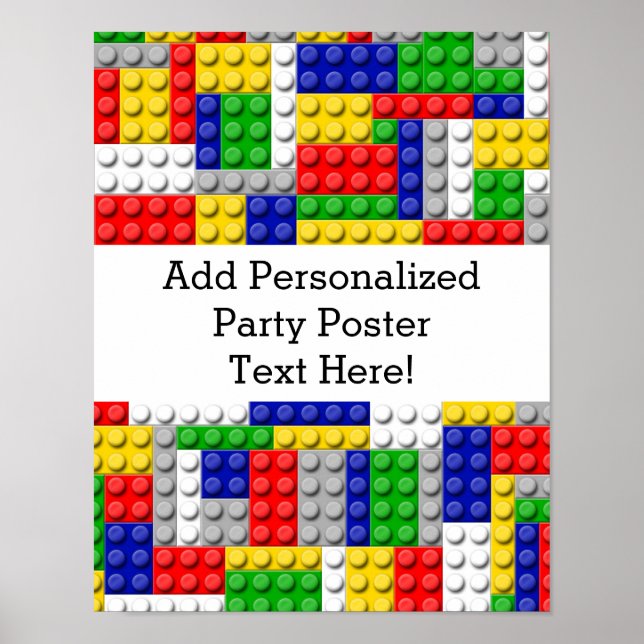 Building Blocks Primary Color Boy's Birthday/Party Poster (Front)