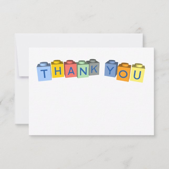 Building Blocks Thank You Message Blank Note Card (Front)